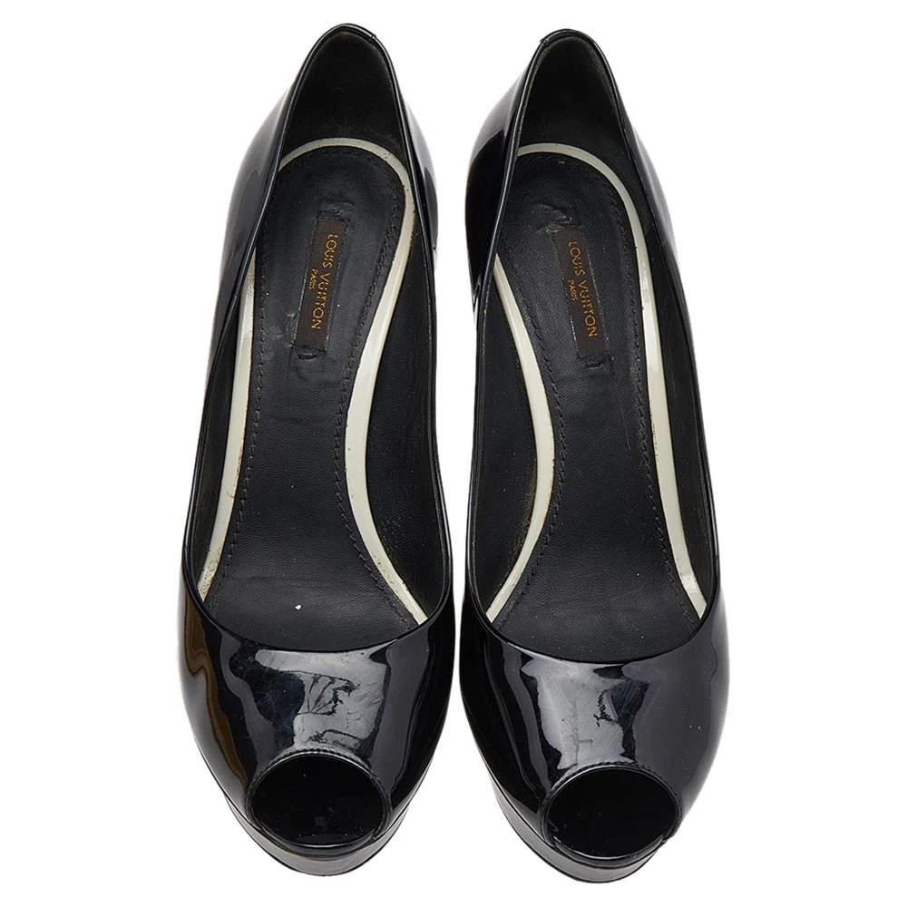 商品[二手商品] Louis Vuitton|Louis Vuitton Black Patent Leather Eyeline Peep Toe Platform Pumps Size 39,价格¥1411,第3张图片详细描述