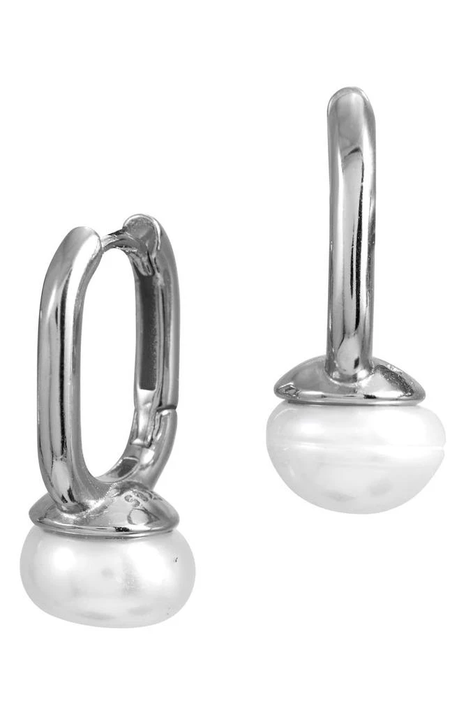 商品Savvy Cie Jewels|Sterling Silver Cultured Freshwater Pearl Hoop Earrings,价格¥375,第1张图片