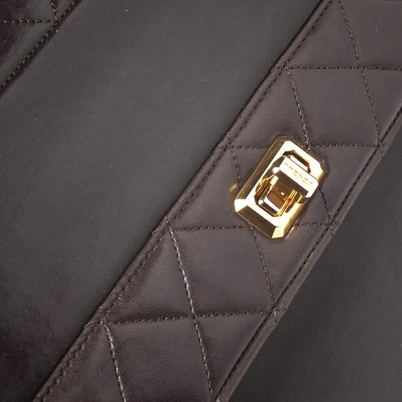 商品[二手商品] Chanel|Chanel Dark Brown Quilted leather Vintage Shoulder Strap,价格¥13915,第5张图片详细描述