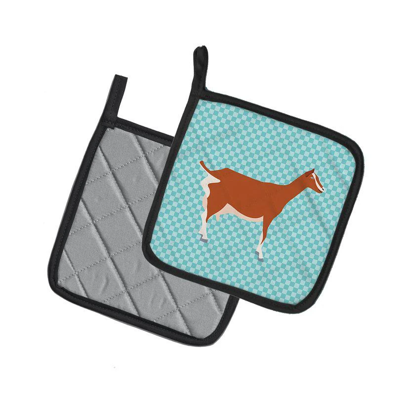 商品Caroline's Treasures|Toggenburger Goat Blue Check Pair of Pot Holders,价格¥170,第2张图片详细描述