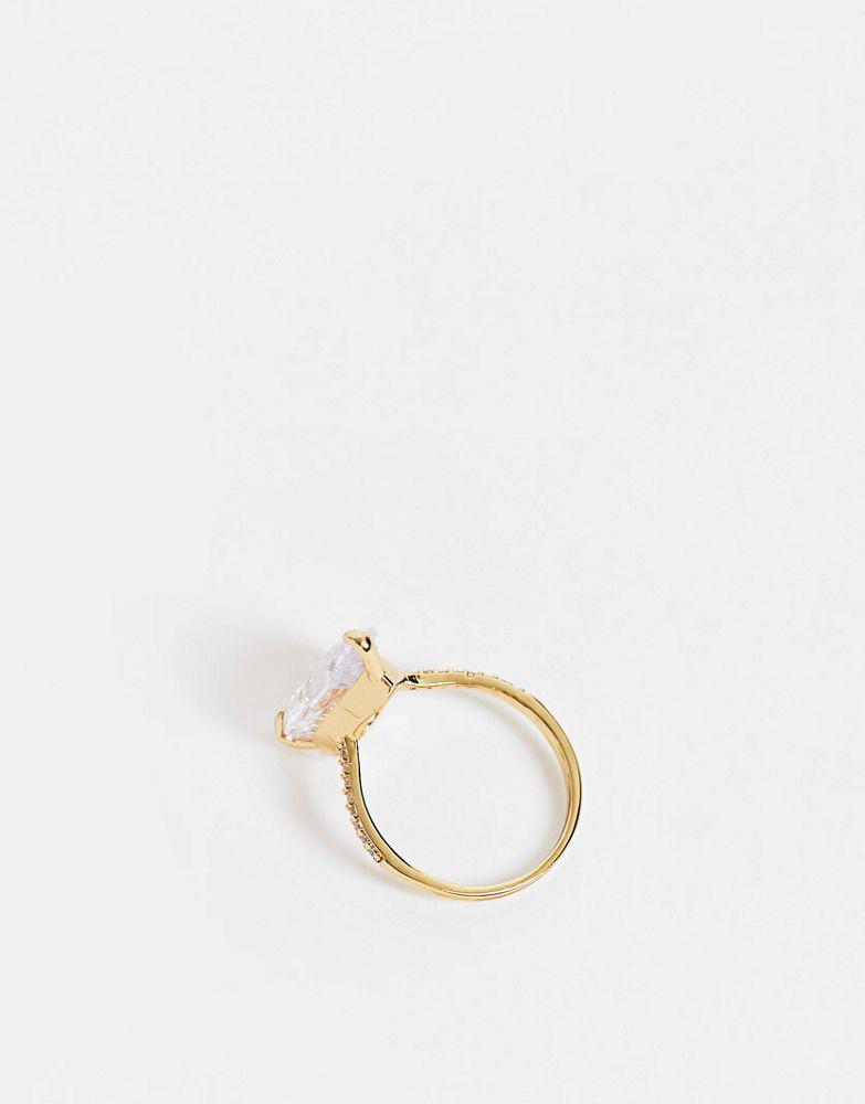 ASOS DESIGN Curve 14k gold plated ring with teardrop crystal商品第4张图片规格展示