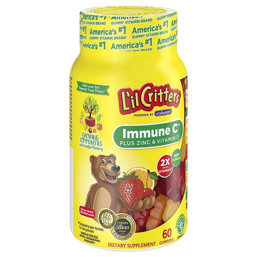 L'il Critters Immune C plus Zinc & Vitamin D Dietary Supplement Gummy Bears 2