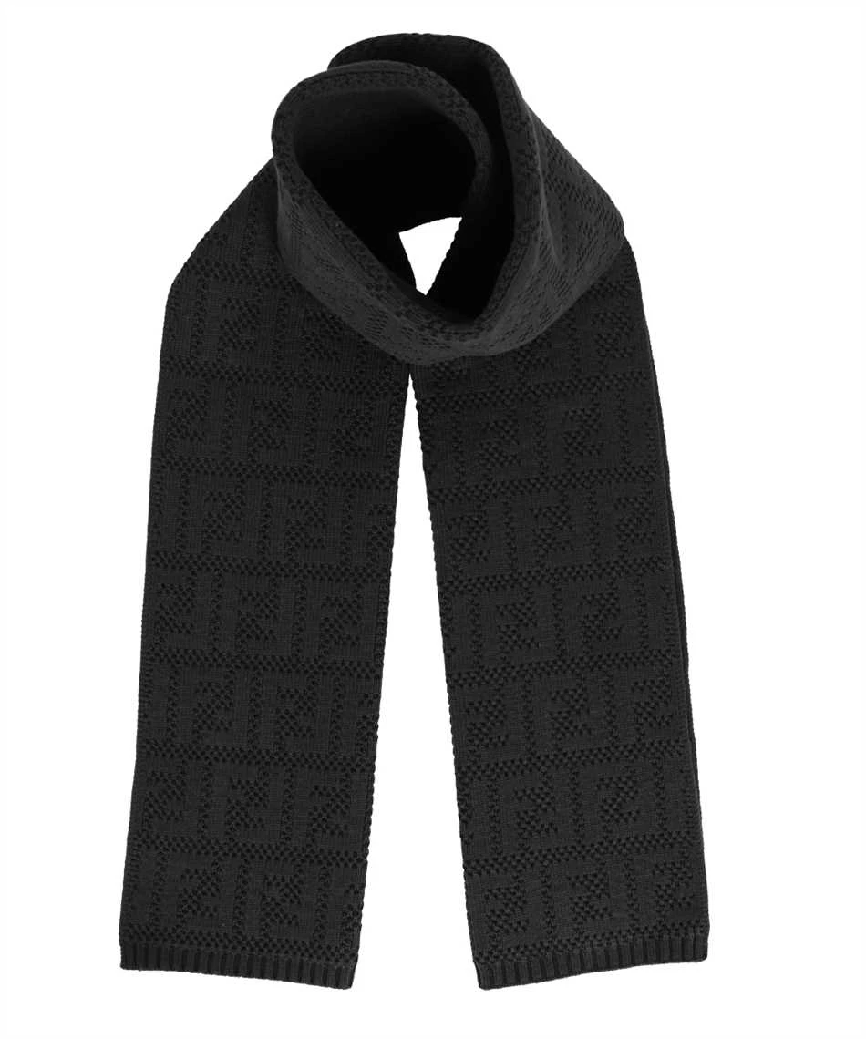 商品Fendi|FENDI 男士黑色棉质混纺围巾 FXS124-AKLH-F0QA1,价格¥2067,第1张图片