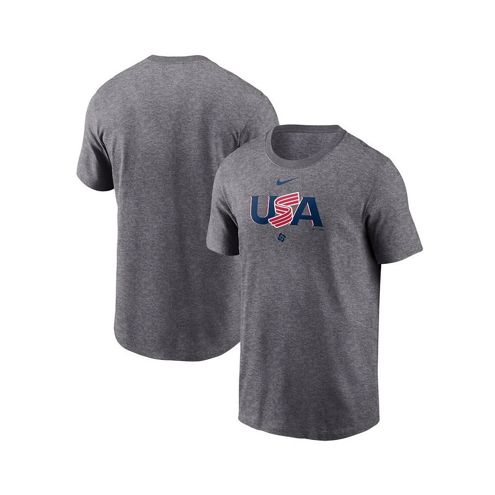 商品NIKE|Men's Heather Charcoal USA Baseball 2023 World Baseball Classic Wordmark T-shirt,价格¥261,第1张图片