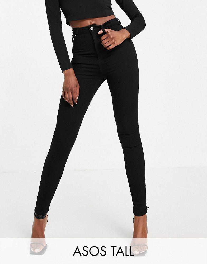 ASOS DESIGN Tall high rise 'lift and contour' skinny jeans in black商品第1张图片规格展示