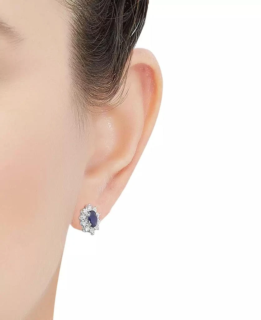 商品Macy's|Sapphire (1-1/3 ct. t.w.) and Diamond Accent Stud Earrings in 10k White Gold (Also in Emerald),价格¥7523,第3张图片详细描述