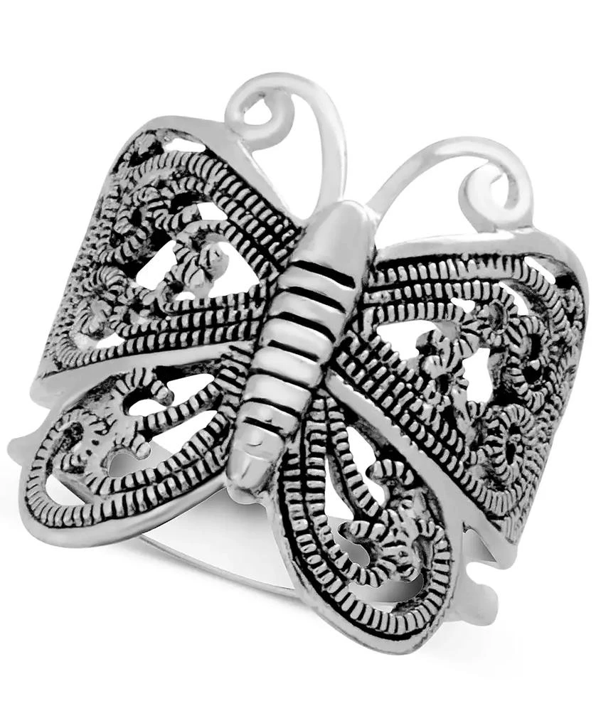 商品Essentials|Filigree Butterfly Ring in Silver-Plate,价格¥75,第1张图片