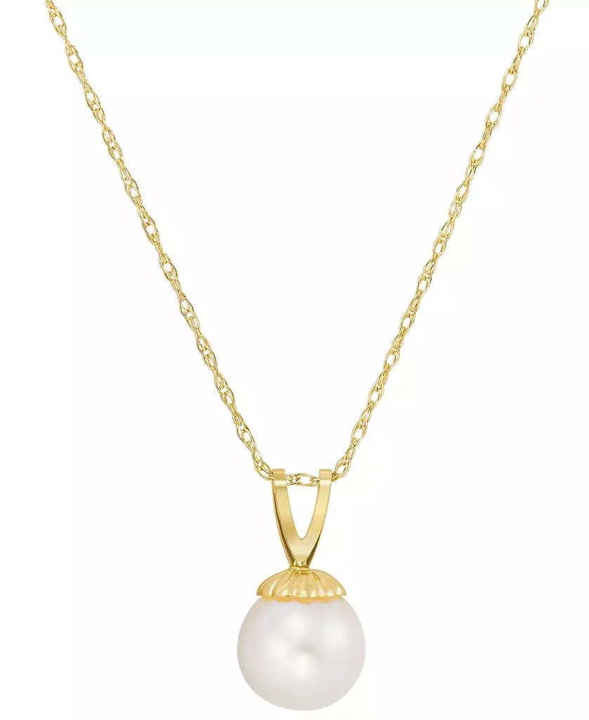 商品Macy's|Cultured Freshwater Pearl (6-3/4mm) 18" Pendant Necklace in 14k Gold,价格¥3086,第1张图片