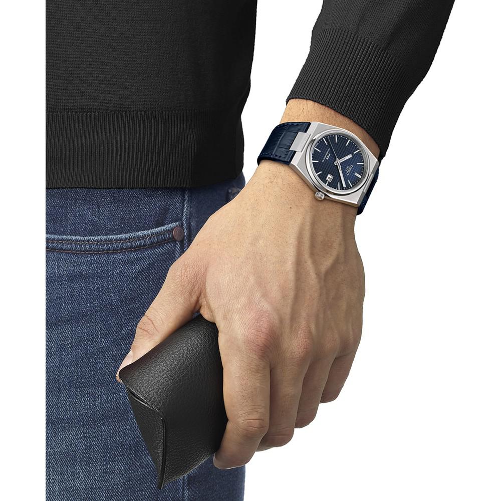 Men's Swiss Automatic PRX Powermatic 80 Blue Leather Strap Watch 40mm商品第5张图片规格展示