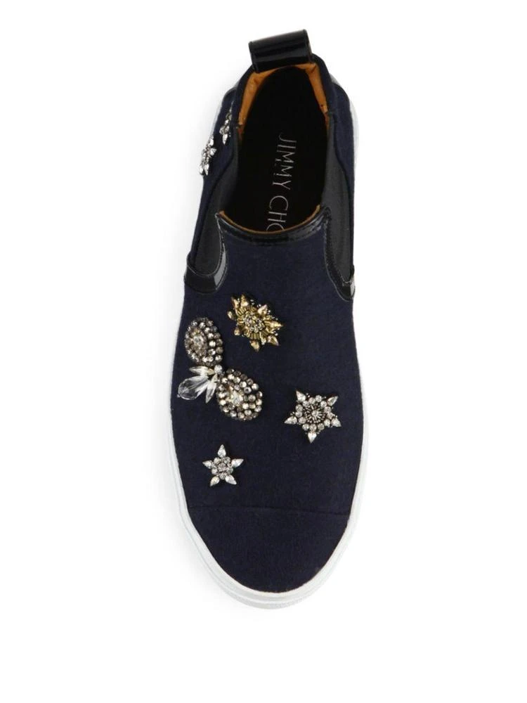 商品Jimmy Choo|Della Embellished Flannel High-Top Skate Sneakers,价格¥2983,第4张图片详细描述