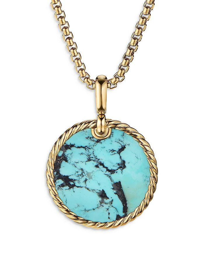 商品David Yurman|Small Cable Disc Amulet in 18K Yellow Gold with Turquoise,价格¥28030,第1张图片详细描述