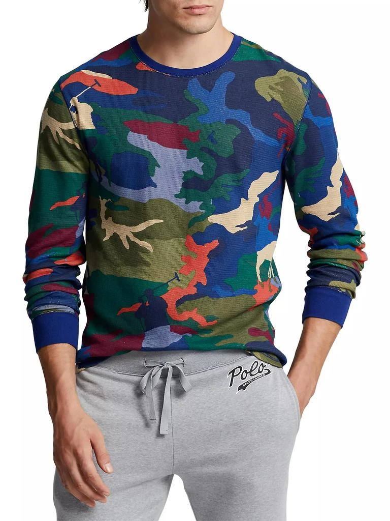 商品Ralph Lauren|Waffle-Knit Long-Sleeve Sleep Shirt,价格¥443,第3张图片详细描述