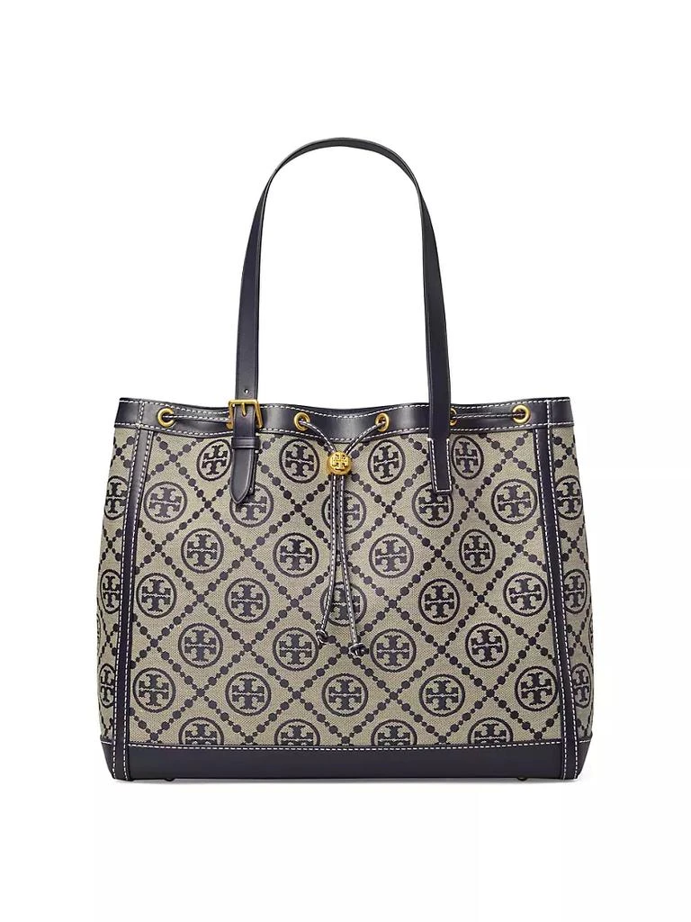 商品[2021春夏新款] Tory Burch|T Monogram帆布抽绳托特包,价格¥4492,第1张图片