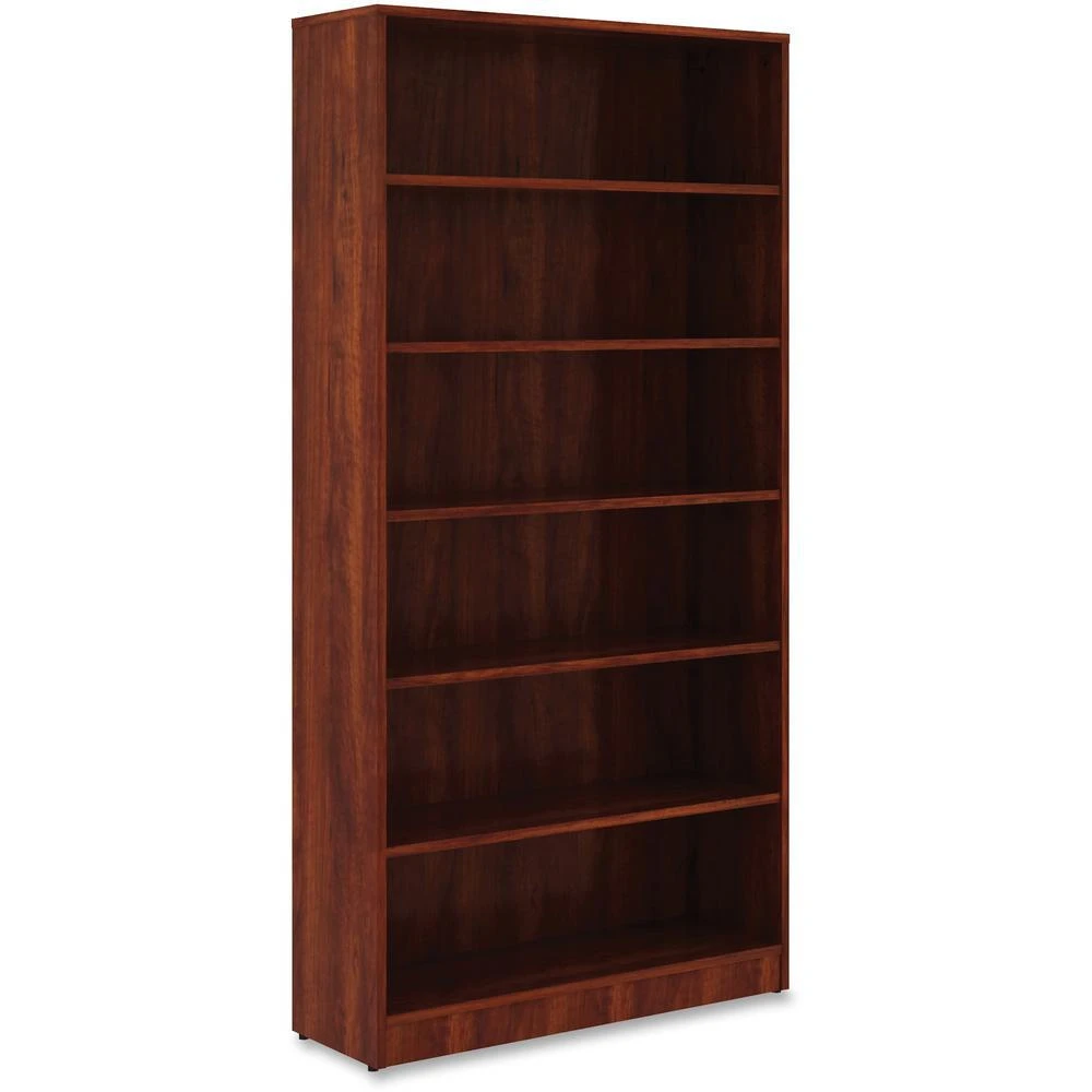 商品Lorell|Laminate Bookcase - 6 Shelf(ves) - 73" Height x 36" Width x 12" Depth - Sturdy, Adjustable Feet, Adjustable Shelf - Thermofused Laminate (TFL) - Cherry - Laminate - 1 Each,价格¥3597,第4张图片详细描述