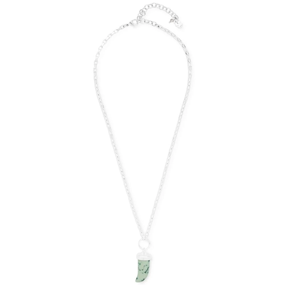 商品Lucky Brand|Silver-Tone Gemstone Tusk Pendant Necklace, 17-3/4" + 3" extender,价格¥50,第2张图片详细描述