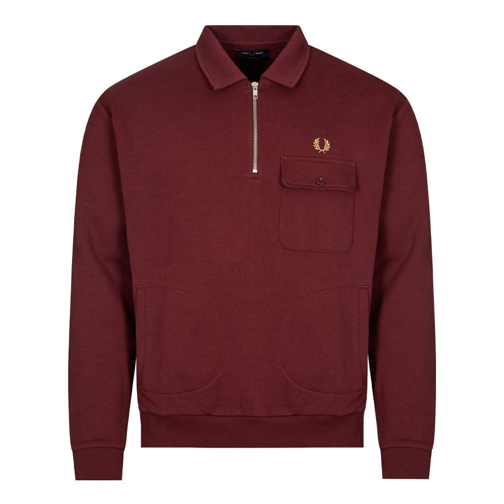 Fred Perry Half Zip Sweatshirt - Oxblood商品第1张图片规格展示