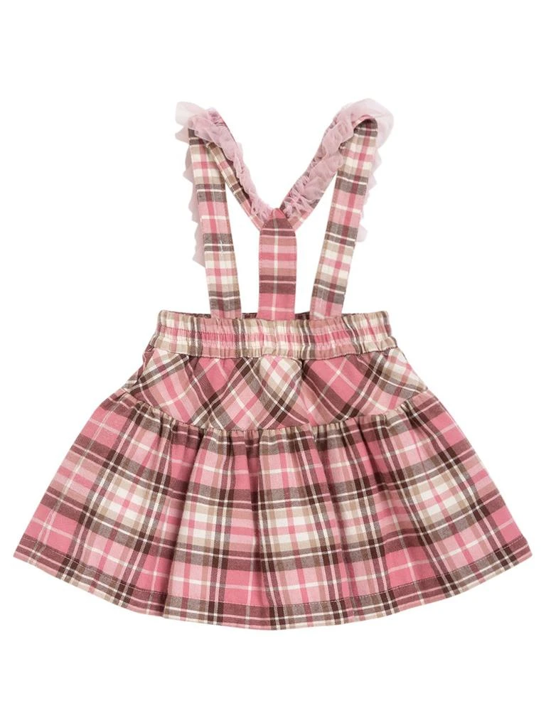 商品MONNALISA|Tartan Cotton Twill Skirt W/ Suspenders,价格¥361,第2张图片详细描述
