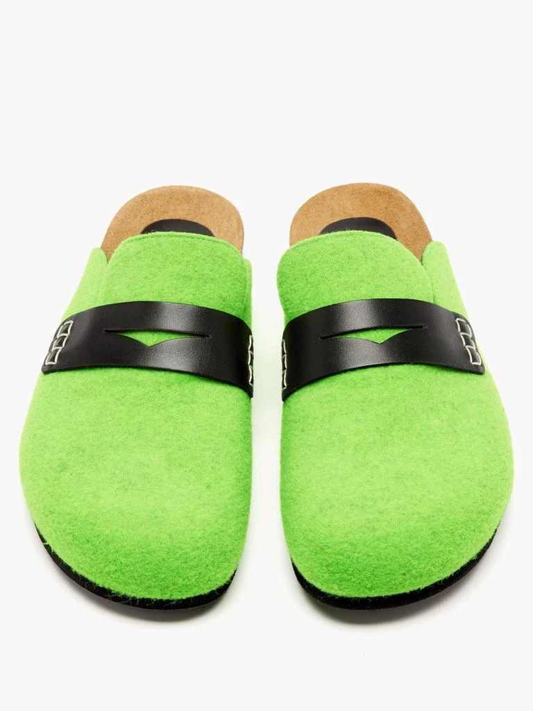 商品JW Anderson|Leather and felted-wool backless loafers,价格¥1219,第5张图片详细描述