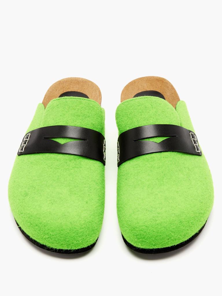 商品JW Anderson|Leather and felted-wool backless loafers,价格¥1284,第7张图片详细描述