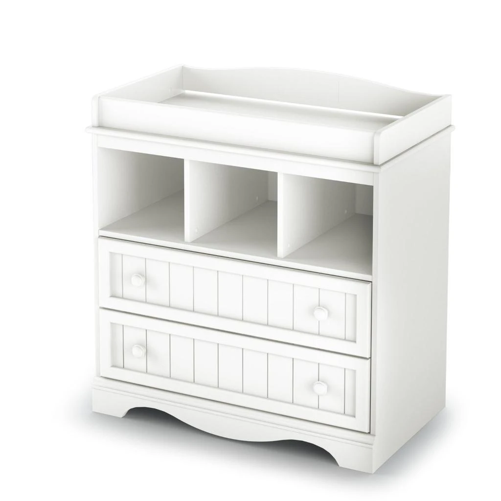 商品QuikFurn|White Wood Baby Diaper Changing Table with 2 Drawers,价格¥3636,第1张图片