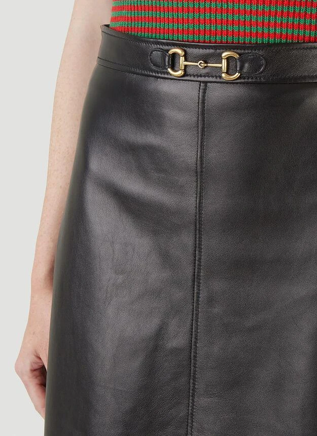 商品Gucci|Horsebit Leather Skirt in Black,价格¥19201,第5张图片详细描述