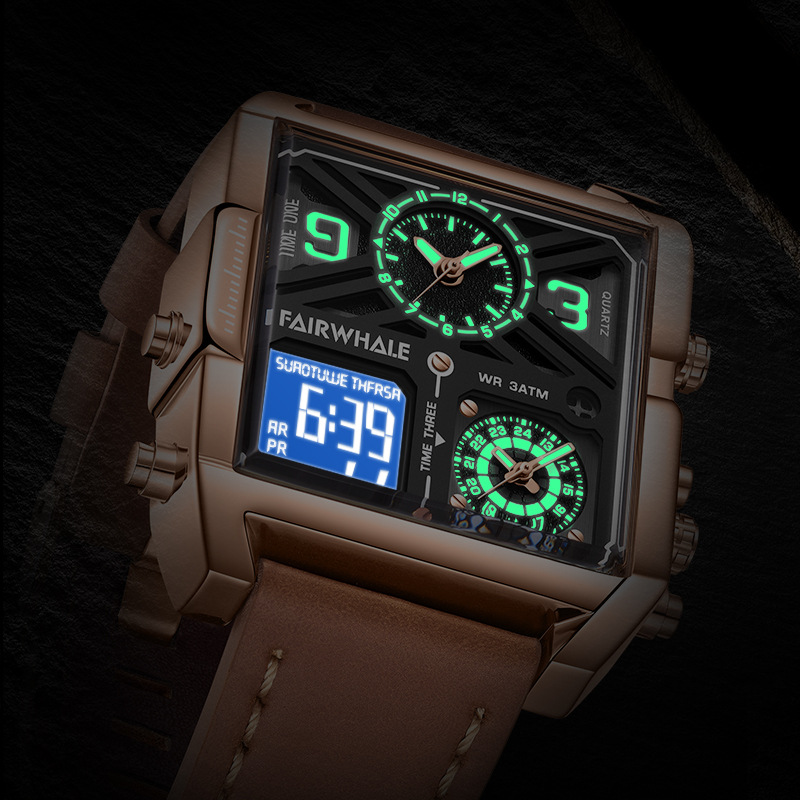 马克华菲潮牌运动手表男士电子表多功能新款方形手表商品第1张图片规格展示