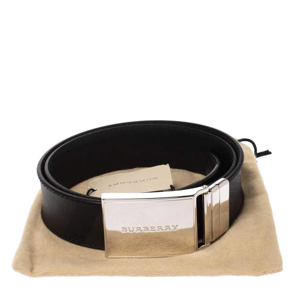 Burberry Black/Brown Nova Check Coated Canvas Charles 35 Belt 80CM 商品