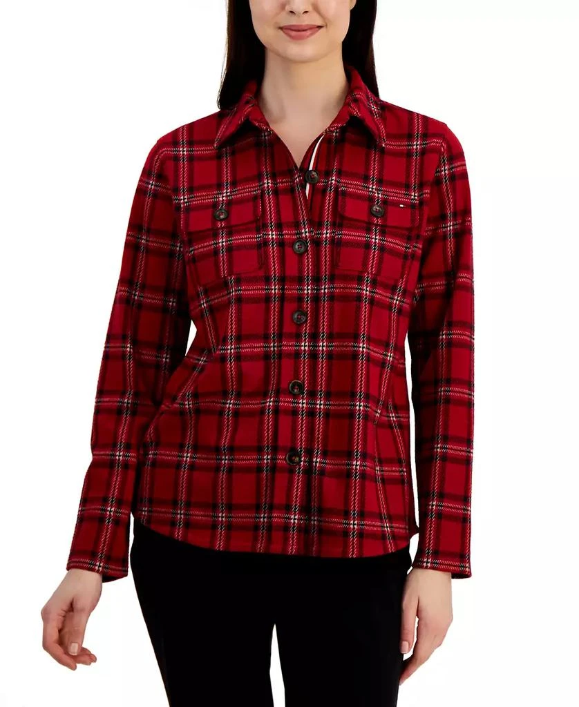 商品Tommy Hilfiger|Women's Collared Plaid Shirt Jacket,价格¥752,第1张图片