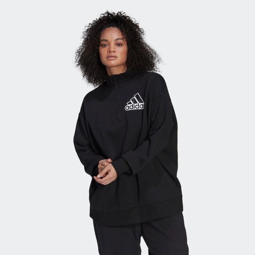 商品Adidas|Women's adidas Essentials Outlined Logo 1/2-Zip Sweatshirt (Plus Size),价格¥252,第2张图片详细描述