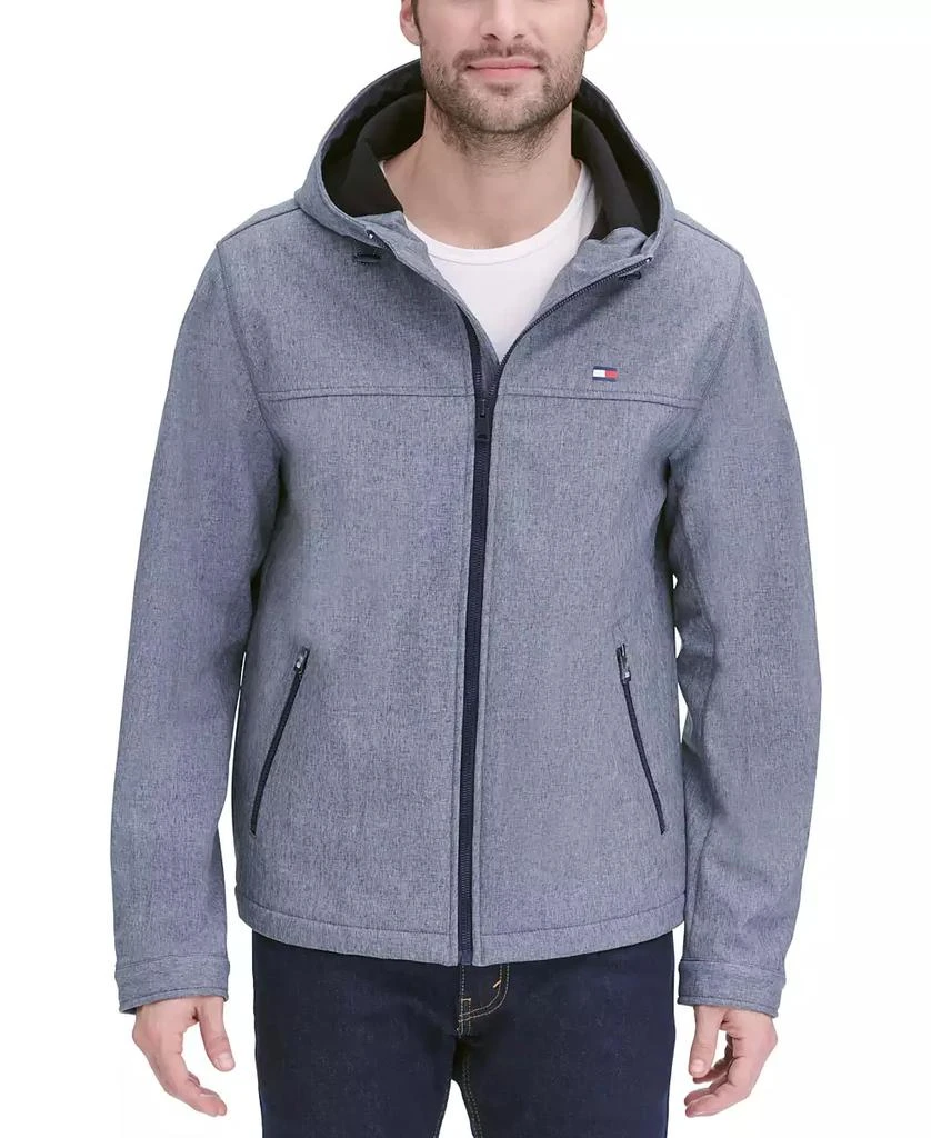 商品Tommy Hilfiger|男式logo图案连帽软壳夹克 防水面料,价格¥491,第1张图片