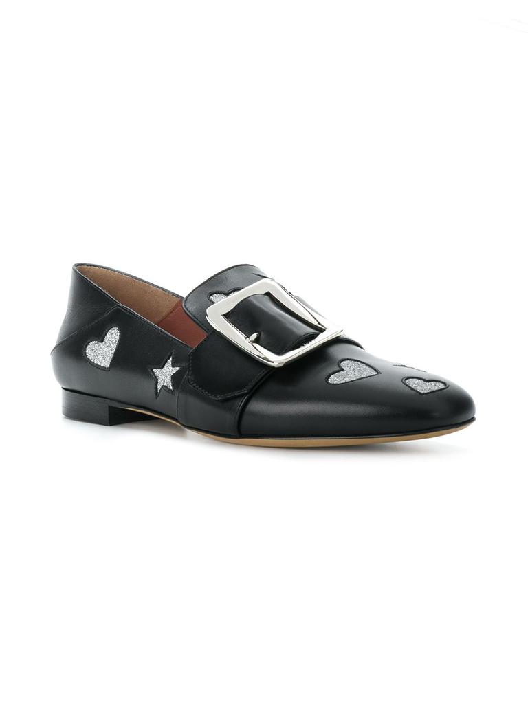 NEW Bally Janelle Hearts Ladies Black Leather Loafers商品第2张图片规格展示
