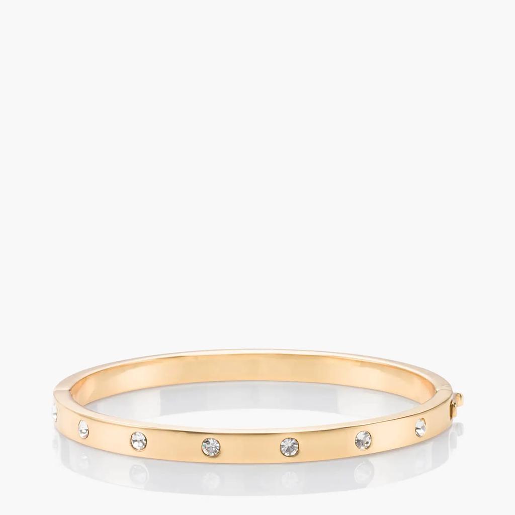 商品Kate Spade|Kate Spade New York Women's Metal Stone Hinged Bangle - Clear/Gold,价格¥439,第1张图片