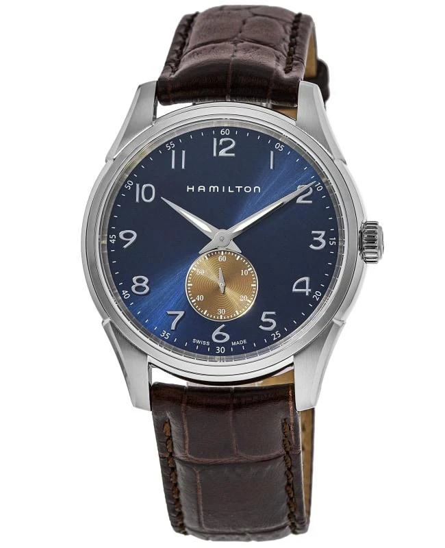 商品Hamilton|Hamilton Jazzmaster Thinline Small Second Quartz Blue Dial Brown Leather Strap Men's Watch H38411540,价格¥3928,第1张图片