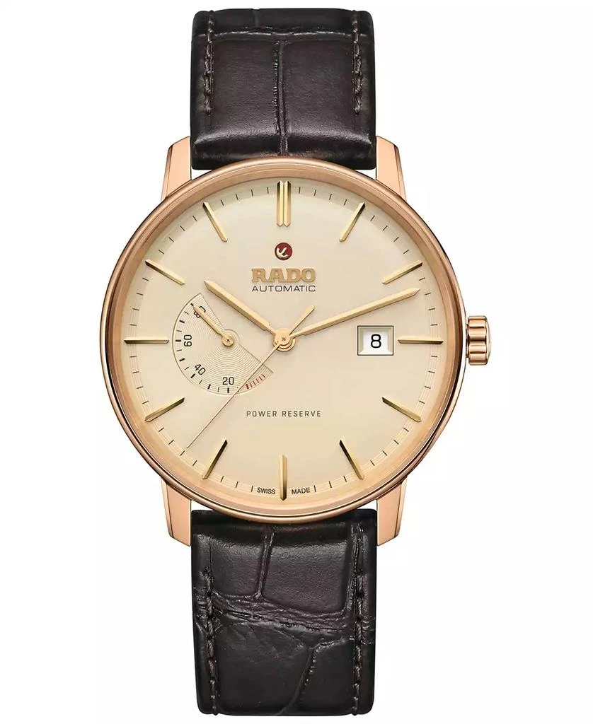 商品Rado|Men's Coupole Classic Automatic Brown Leather Strap Watch 41mm,价格¥13471,第1张图片