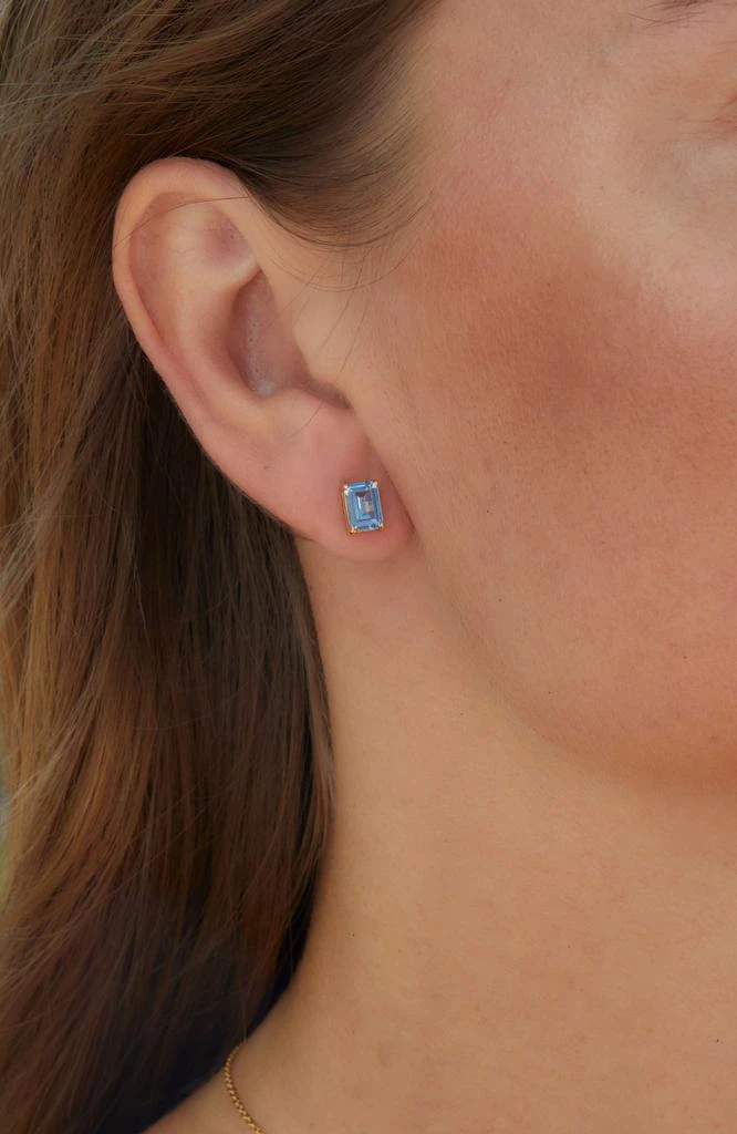 商品Savvy Cie Jewels|VERMEIL DECEMBER BLUE TOPAZ EMERALD CUT CZ BIRTHSTONE STUD IN BOX,价格¥151,第2张图片详细描述