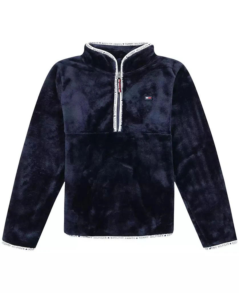 商品Tommy Hilfiger|Big Girls Quarter Zip Plush Sweatshirt,价格¥93,第1张图片