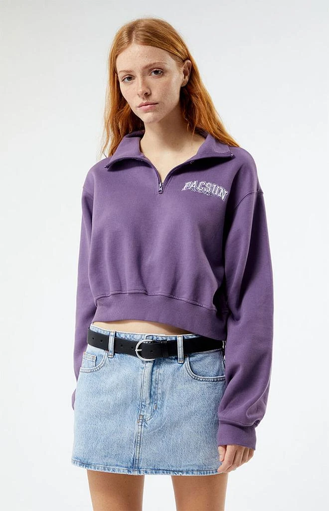 商品PacSun|Los Angeles Half Zip Cropped Sweatshirt,价格¥154,第1张图片详细描述