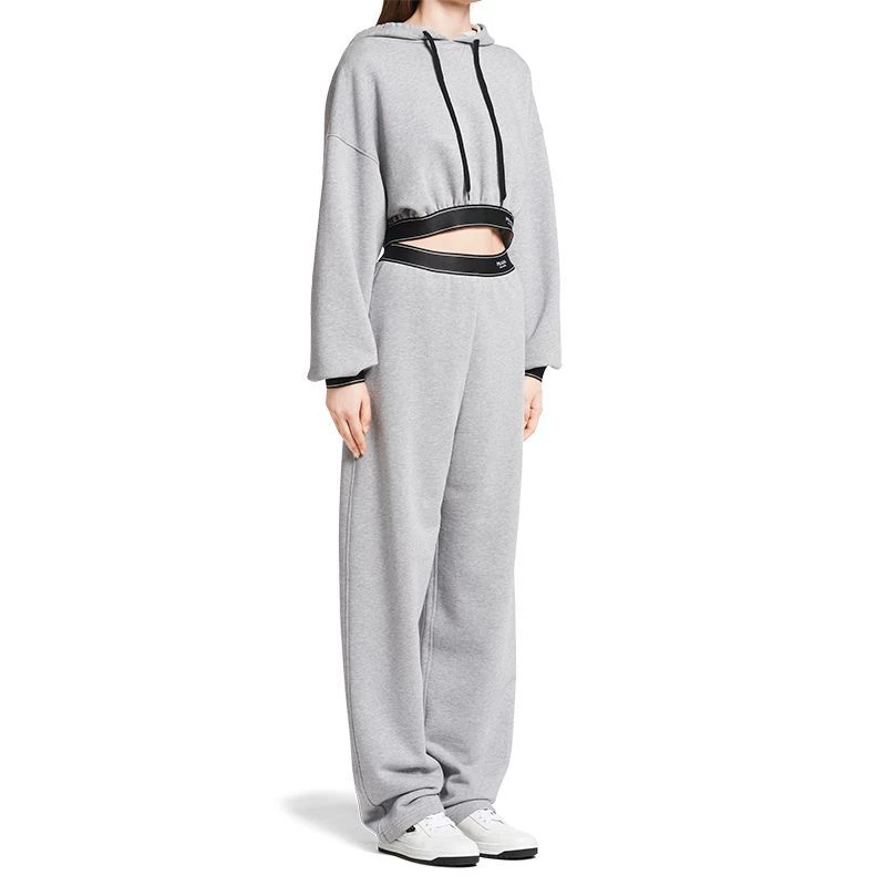 商品Prada|【预售3-7天】PRADA/普拉达  女士灰色棉质短款连帽衫卫衣134648_10FI_F0031_S_221,价格¥7367,第5张图片详细描述
