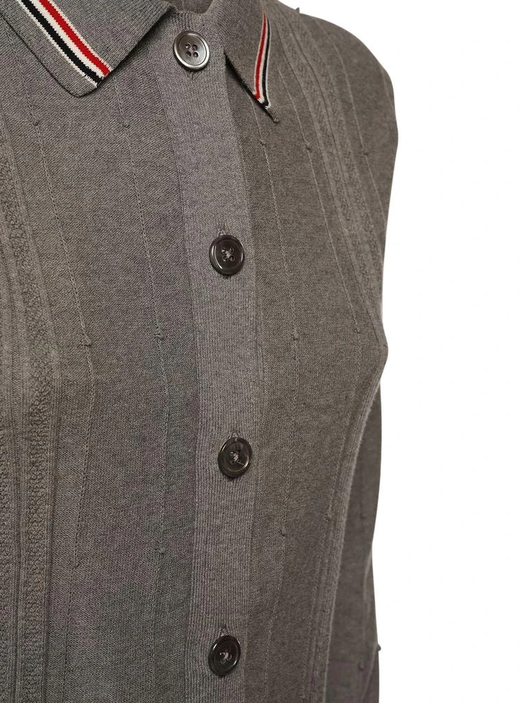 商品Thom Browne|3/4 Sleeve Textured Cotton Knit Cardigan,价格¥6782,第3张图片详细描述