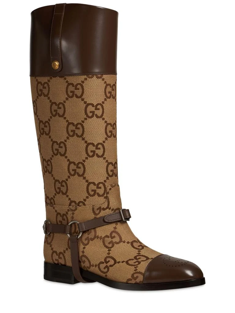 商品Gucci|Gg Canvas & Leather Knee Boots W/harness,价格¥14406,第2张图片详细描述