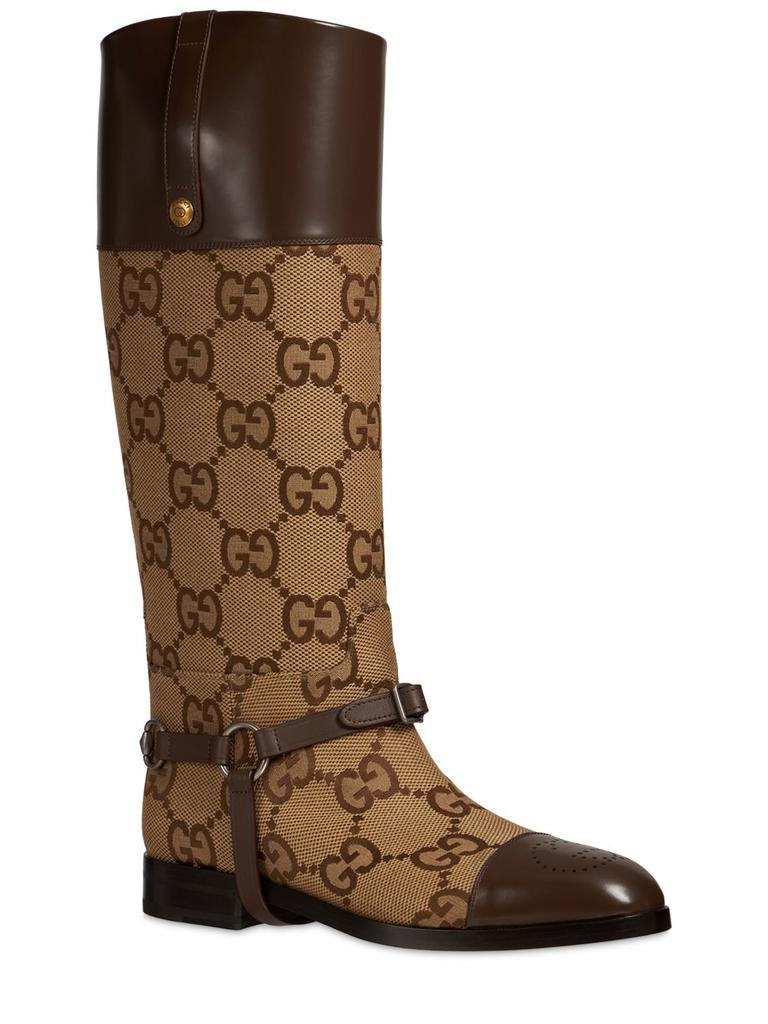 商品Gucci|Gg Canvas & Leather Knee Boots W/harness,价格¥14065,第4张图片详细描述