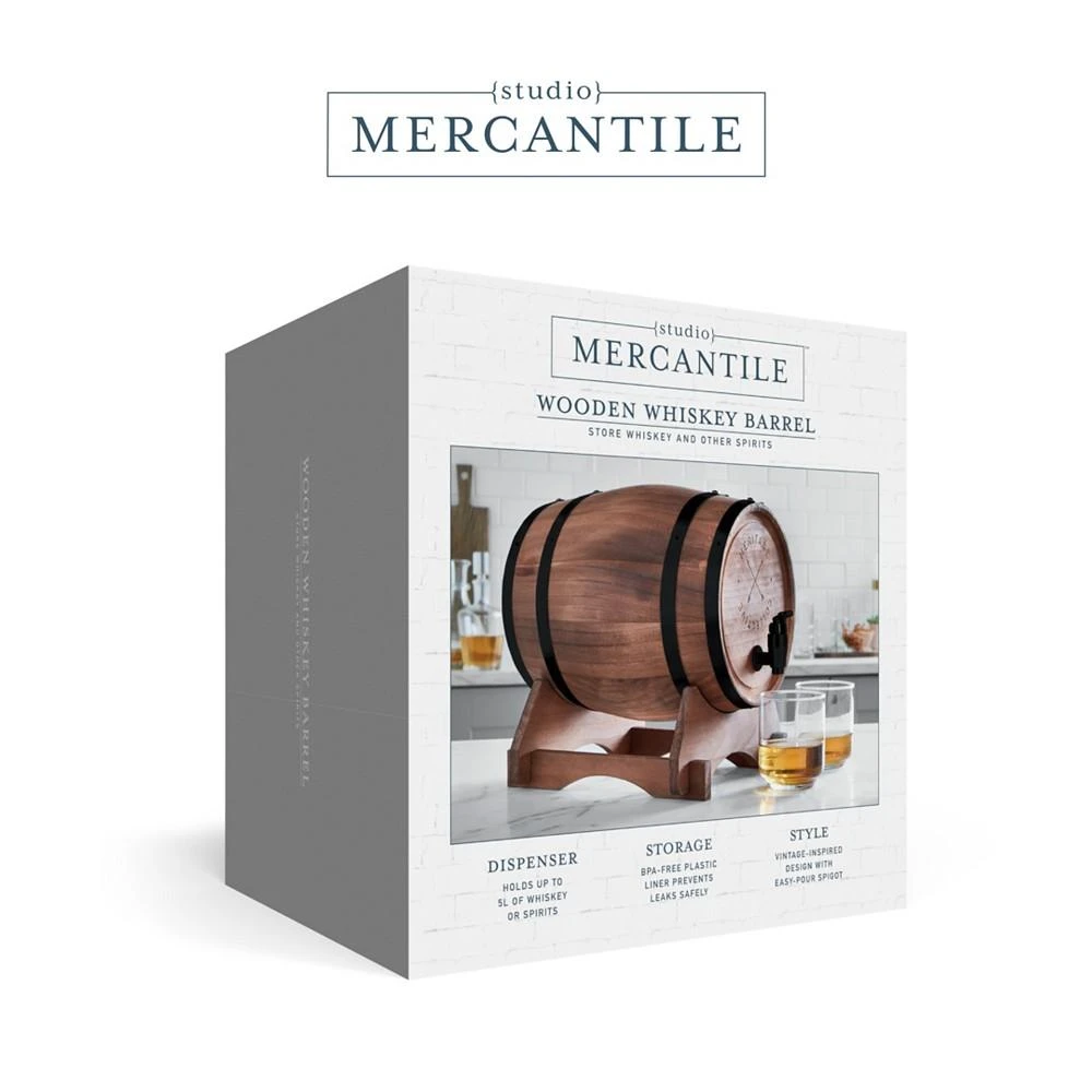 商品Studio Mercantile|Miniature Wood Whiskey Barrel Dispenser,价格¥336,第4张图片详细描述