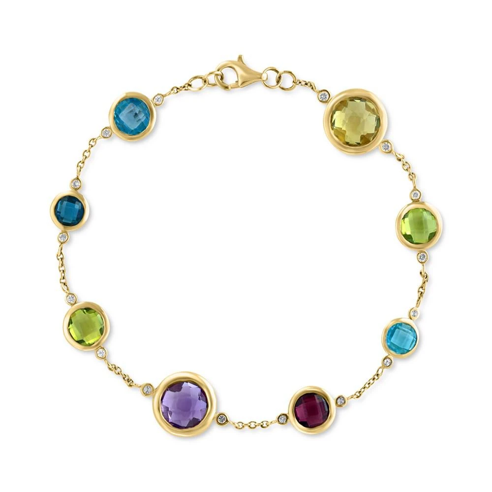 商品Effy|EFFY® Multi Gemstone (8-1/3 ct. t.w.) & Diamond (1/6 ct. t.w.) Bracelet in 14k Gold,价格¥5649,第1张图片