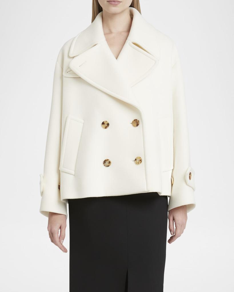 Chloé Double-Breasted Soft Wool Pea Coat - Coats - Free