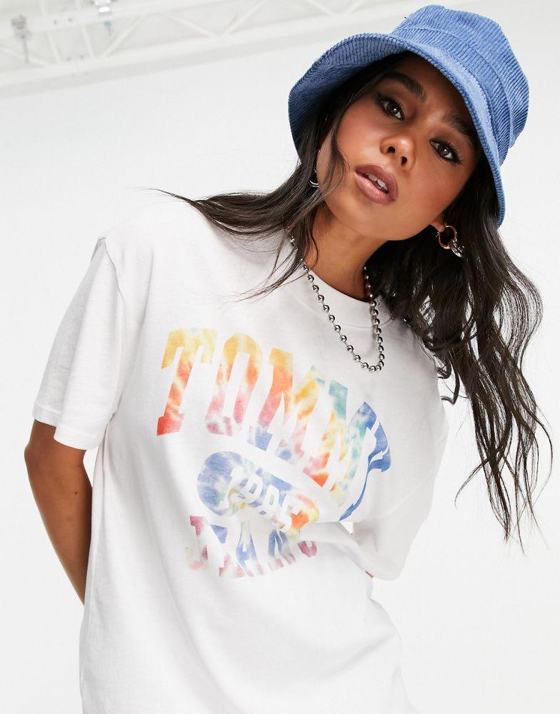 Tommy Jeans cotton tye dye collegiate logo oversized t-shirt in white - WHITE商品第4张图片规格展示