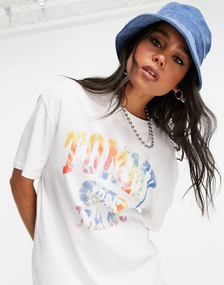商品Tommy Hilfiger|Tommy Jeans cotton tye dye collegiate logo oversized t-shirt in white - WHITE,价格¥181,第4张图片详细描述