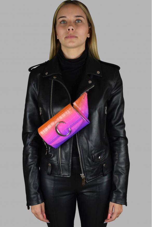 商品Chloé|Luxury Belt Bag   Chloé C Belt Bag In Orange And Purple Crocodile Embossed Leather,价格¥4641,第5张图片详细描述