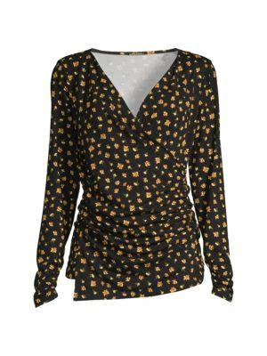 商品Tahari|Floral Print Wrap Top,价格¥120,第5张图片详细描述