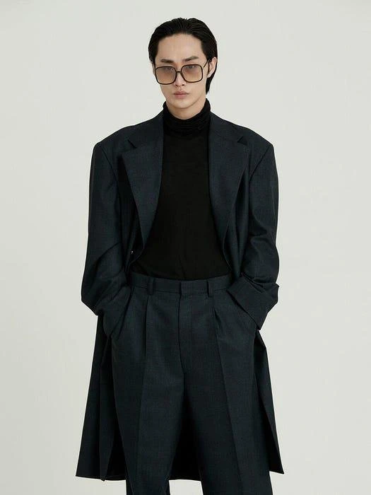 商品sunnus|Wool Three Button Oversized Coat Blue,价格¥3807,第1张图片