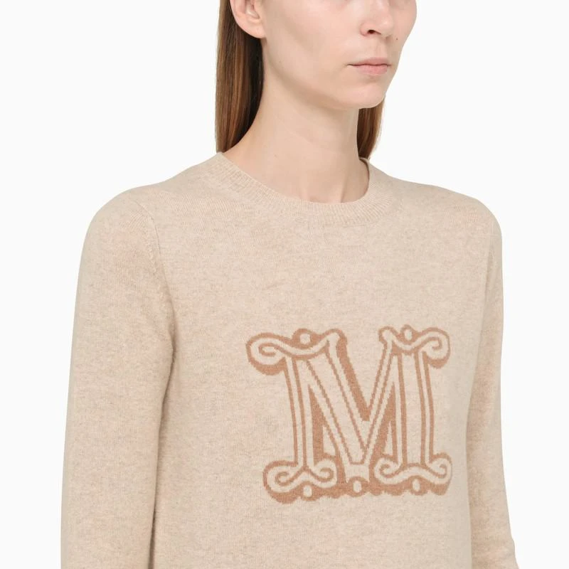 商品Max Mara|Beige cashmere sweater with logo embroidery,价格¥3161,第4张图片详细描述